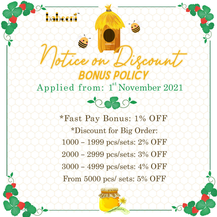 Notice * Change in policy of discount/bonus