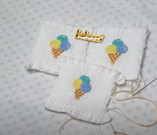 Tips to do hand smocking (ice-cream cones)