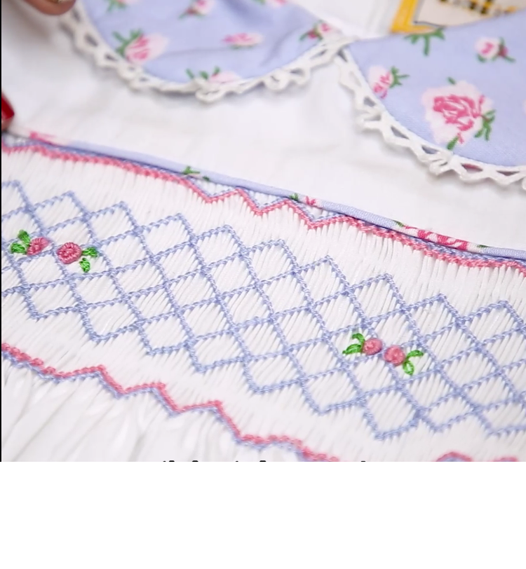 Flower Rolling & Geometric Patterns Hand-Embroidery