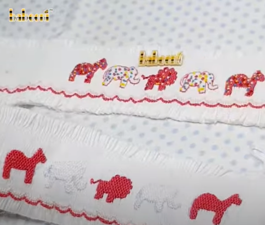 Steps to embroider a decorative patterns on smocked fabric