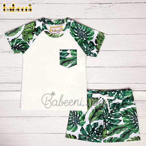 Rash guard swimwear  Smocked trunk