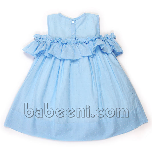 Nice blue smocked girl dress - DR 2610