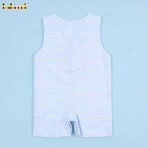 Boy Shortalls In Blue With Fish Applique - BC1186