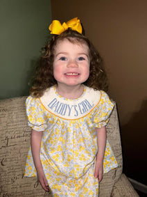 Smocked Dress In Yellow Floral For Girl