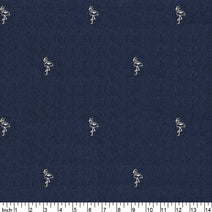 Y25 - flamingo on denim fabric