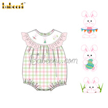 Bunny hand smocked baby ruffle bubble – DR 3526