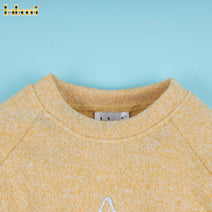 Girl Sweater Flower Letter In Yellow  - DR3869