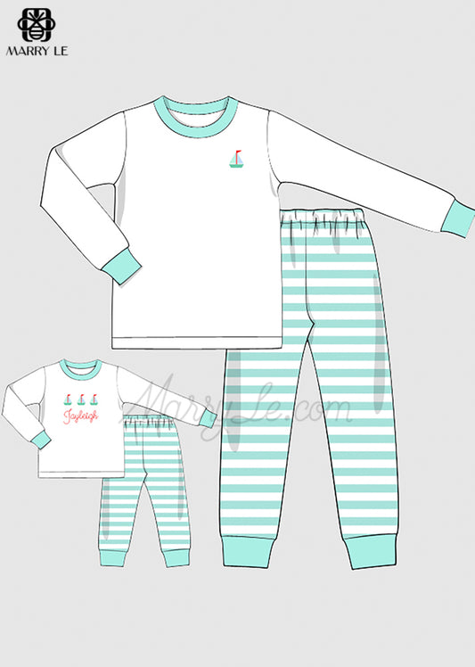 BOAT EMBROIDERED DADDY AND BOY MACHING PAJAMAS SET - MD385