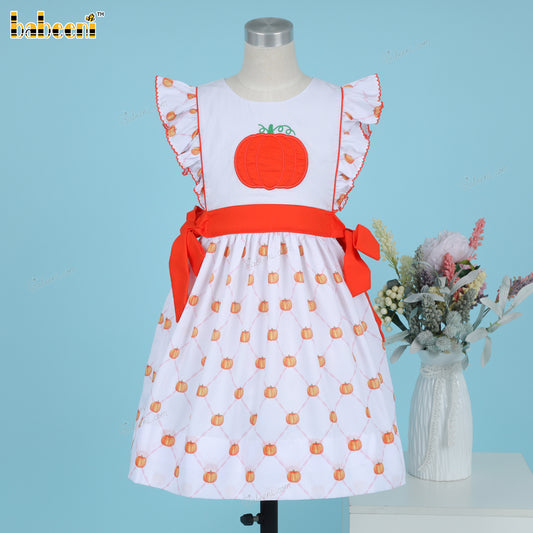 Pumpkin applique dress for girls - DR3895