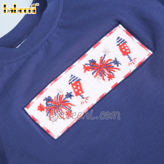 Independence hand smocked boy short set – BC 1015