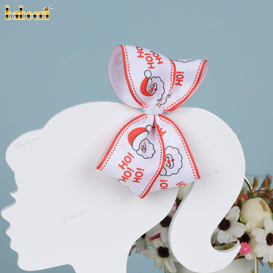 Beautiful Santa Claus pattern grosgrain ribbon girls bow - HB 148