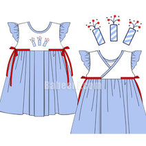 Adorable Girl hand embroidery dress with firework patterns- DR 2759