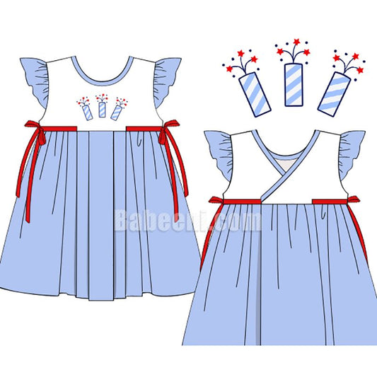 Adorable Girl hand embroidery dress with firework patterns- DR 2759