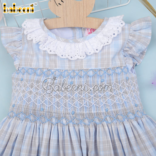 Geometric handmade smocked girl dress - DR 3022A