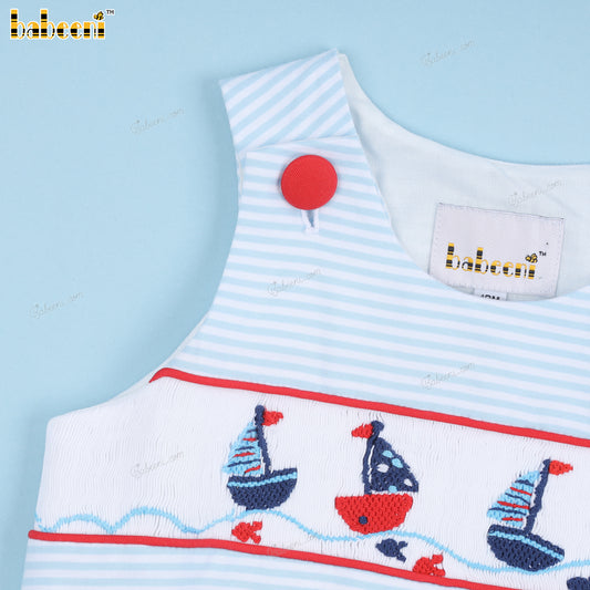 Boy Boats Hand Smocked Bubble - BC1188