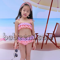 Pretty lazer-cut frill bikini set for little girl - SW 376