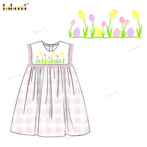 Girl Hand Embroidered Flowers Dress In Pink - DR3821