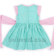 Pretty mint birthday smocked dress - DR 2616