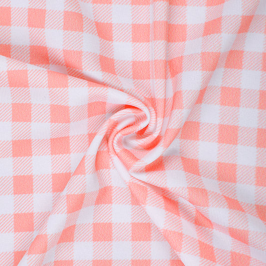 K299- pale peach gingham knit printing 4.0