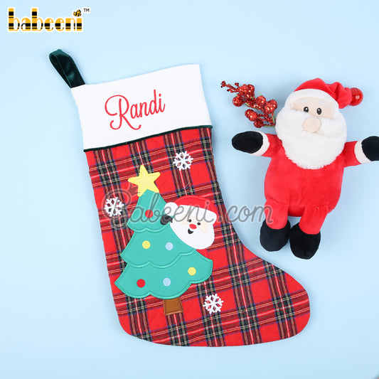 Santa applique stockings with name monogram - CO 37