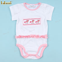 Smocked Bubble Pink And Horse For Girl - DR3764