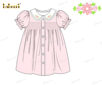 Honeycomb Smocking Dress With 2 Flowers Embroidery For Girl - DR3563