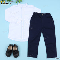 Outfit White Shirt Black Bottom For Boy - BC1124