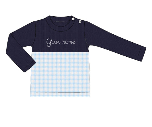 CD28- blue check thick cardigan printing 4.0