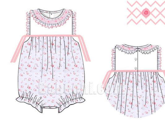 Baby Girl  geometric red floral bubble- DR 2734