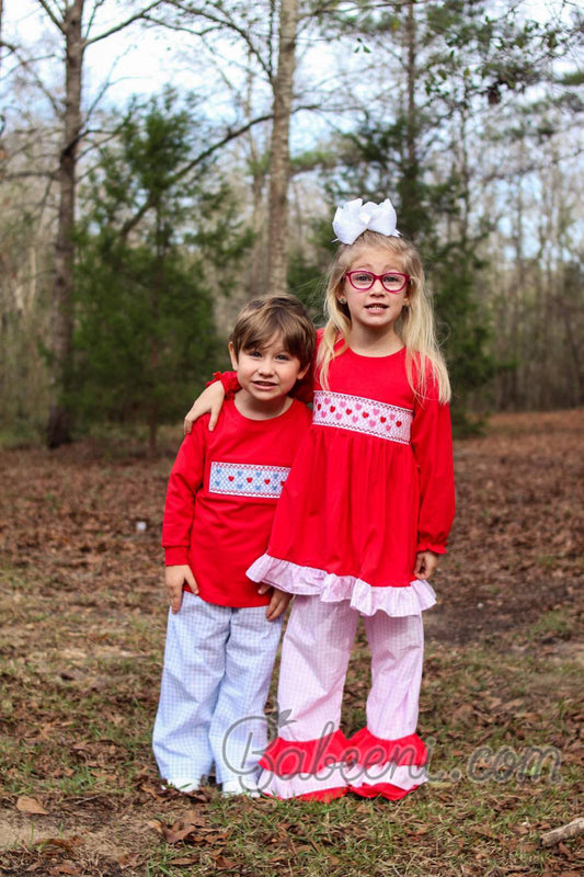 Colorful heart smocked clothing for both boy & girls