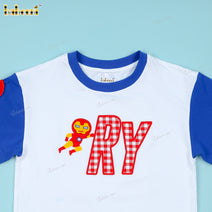 Applique Blue Shirt Custom Name Iron-Man For Boy - BC1166