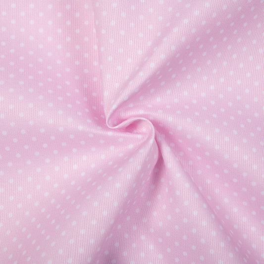 D106- White dot  in pink pique printed 4.0 fabric