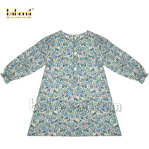 Elegant girl dress tiny flowers printed long sleeves - DR 3124