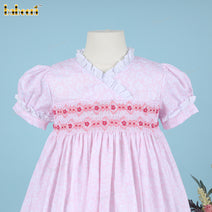 Girl Pink Floral And Hand Embroireded - DR3793