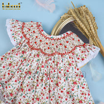 Luxurious floral geometric smocking baby clothing - DR 3326