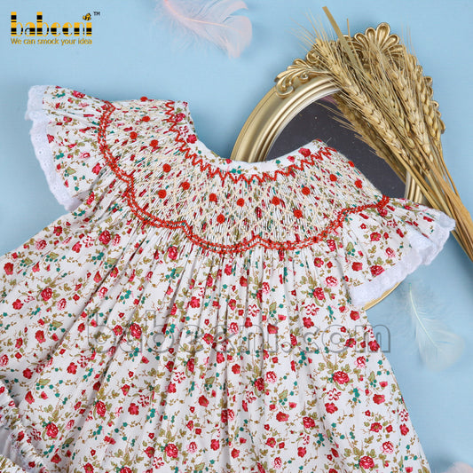 Luxurious floral geometric smocking baby clothing - DR 3326