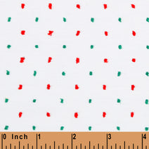 O36- red, green swiss dot fabric