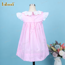 Pink Flower Hand Embroidery Dress For Girl - DR3738