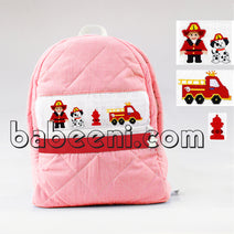 Red smocked quilted backpack  - QA 10