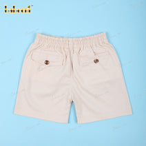 Cream Khaki Coconut Buttons Short For Boy - BT67