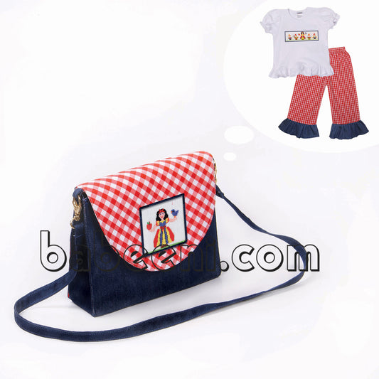 Snow white princess smocked messenger bag - KB 10