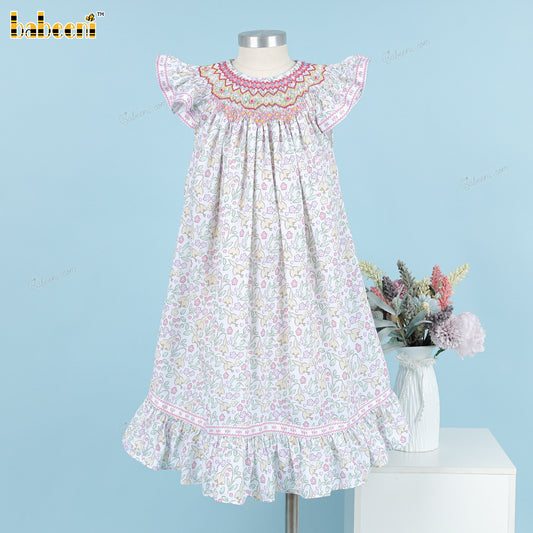 Girl Floral Geometric Dress Yellow - DR3790
