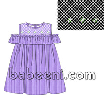 Purple smocked dress for baby girls - DR 2611