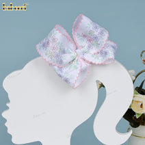 Colorful flowers and pink thread zigzag bow for children - HB158