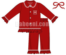 Lovely velvet girl smocked pajamas - PJ 42