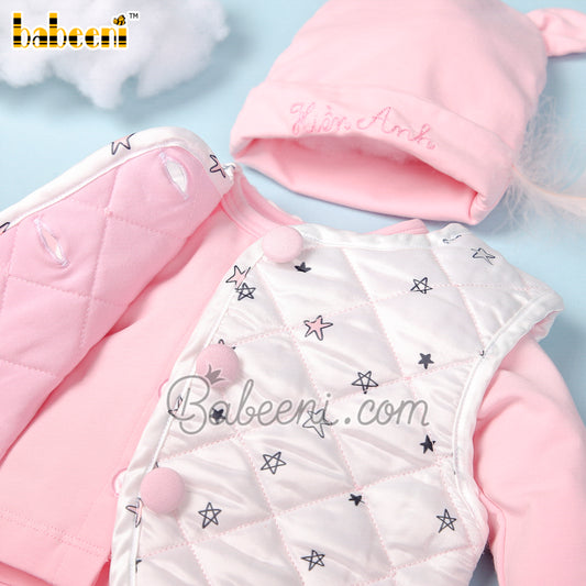 Pink knit baby set clothing for twins – GS 03