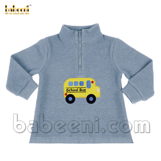 School bus applique cardigan - ST 055