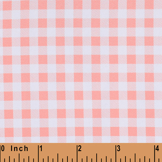 K299- pale peach gingham knit printing 4.0