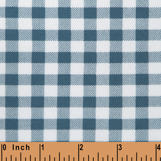 K303- Blue stone gingham knit