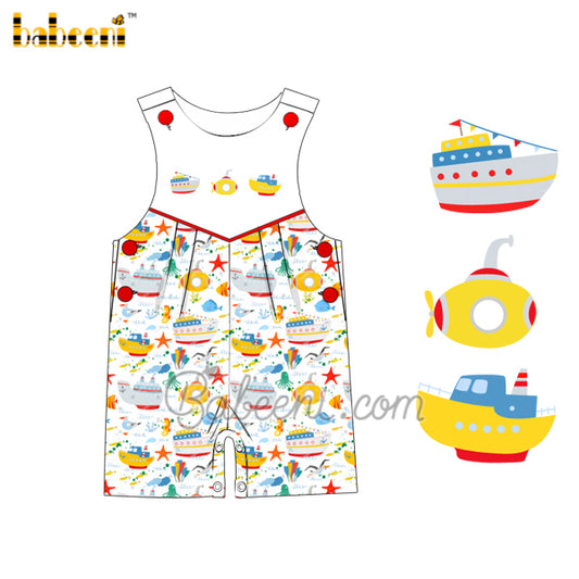 Ship embroidery boy shortall  – BC 1060